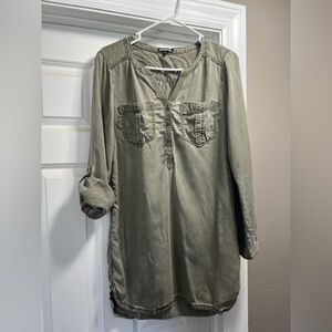 Express Olive Green Long Sleeve Tunic